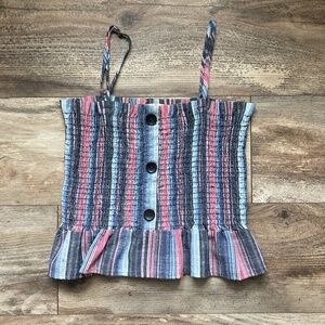 Beachhh striped tank with buttons